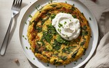 spinat frittata mit saurer sahne aus sonnenblumenkernen